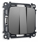 Выключатель трехклавишный без рамки Ambrella Volt Quant MO655010 цвет Антрацит