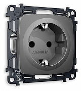 Розетка с заземлением и со шторкой, без рамки Ambrella Volt Quant MO657010 цвет Антрацит