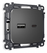 Розетка 2хUSB type A и C без рамки Ambrella Volt Quant MO661010 цвет Антрацит