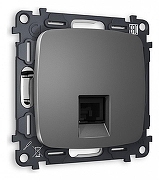 Розетка Ethernet RJ-45 и со шторками, без рамки Ambrella Volt Quant MO662010 цвет Антрацит