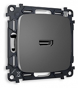 Розетка HDMI без рамки Ambrella Volt Quant MO664010 цвет Антрацит