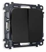 Выключатель двухклавишный без рамки Ambrella Volt Quant MO803010 цвет Черный