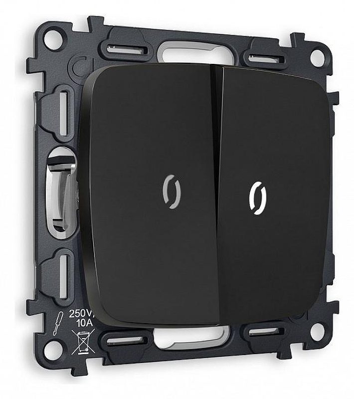 Выключатель двухклавишный с подсветкой без рамки Ambrella Volt Quant MO804015 