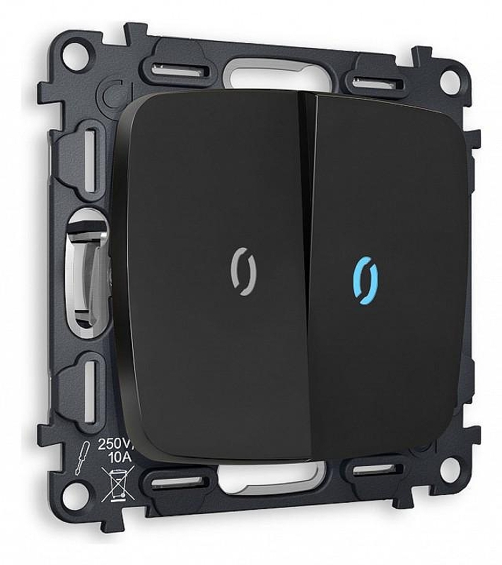 Выключатель двухклавишный с подсветкой без рамки Ambrella Volt Quant MO804020 