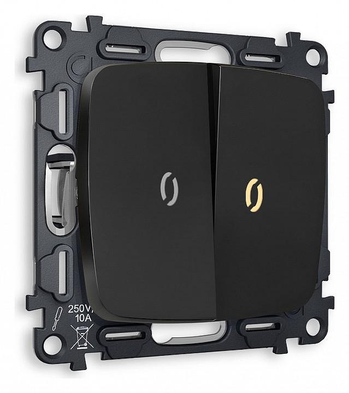 Выключатель проходной двухклавишный с подсветкой без рамки Ambrella Volt Quant MO804030 