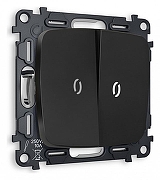 Выключатель проходной двухклавишный с подсветкой без рамки Ambrella Volt Quant MO804035 цвет Черный