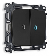 Выключатель проходной двухклавишный с подсветкой без рамки Ambrella Volt Quant MO804040 цвет Черный