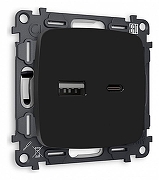 Розетка 2хUSB type A и C без рамки Ambrella Volt Quant MO811010 цвет Черный