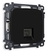Розетка Ethernet RJ-45 и со шторками, без рамки Ambrella Volt Quant MO812010 цвет Черный