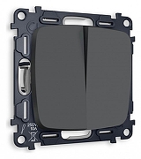 Выключатель проходной двухклавишный без рамки Ambrella Volt Quant MO903020 цвет Графит