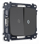 Выключатель двухклавишный с подсветкой без рамки Ambrella Volt Quant MO904015 цвет Графит