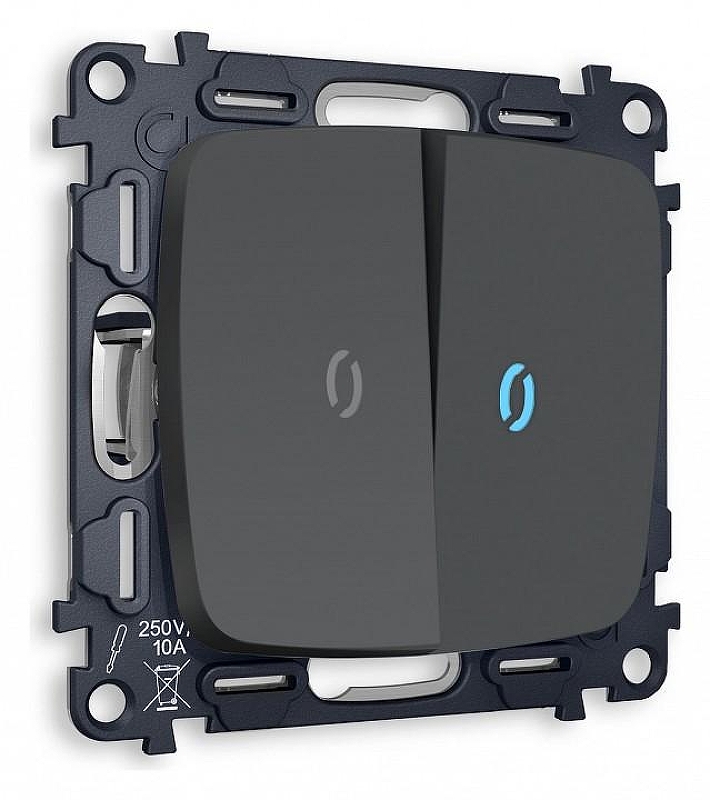 Выключатель двухклавишный с подсветкой без рамки Ambrella Volt Quant MO904020 