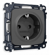 Розетка с заземлением, без рамки Ambrella Volt Quant MO906010 цвет Графит