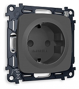 Розетка с заземлением и со шторкой, без рамки Ambrella Volt Quant MO907010 цвет Графит