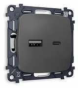 Розетка 2хUSB type A и C без рамки Ambrella Volt Quant MO911010 цвет Графит