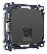 Розетка Ethernet RJ-45 и со шторками, без рамки Ambrella Volt Quant MO912010 цвет Графит
