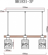 Подвесной светильник MyFar Olivia MR1831-3P цвет плафона/подвески Белый, Прозрачный, цвет арматуры Белый, Коричневый-6