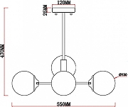 Люстра на штанге MyFar Camilla MR1881-4C цвет плафона/подвески Дымчатый, цвет арматуры Хром-3