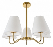 Люстра на штанге MyFar Charlotte MR2100-5C цвет плафона/подвески Белый, цвет арматуры Латунь