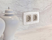 Рамка на 2 поста Ambrella Volt Opera OF940102 цвет Белый, Мрамор-1