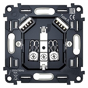 Механизм розетки с заземлением и 2хUSB type A Ambrella Volt Quant VM155 цвет Серый