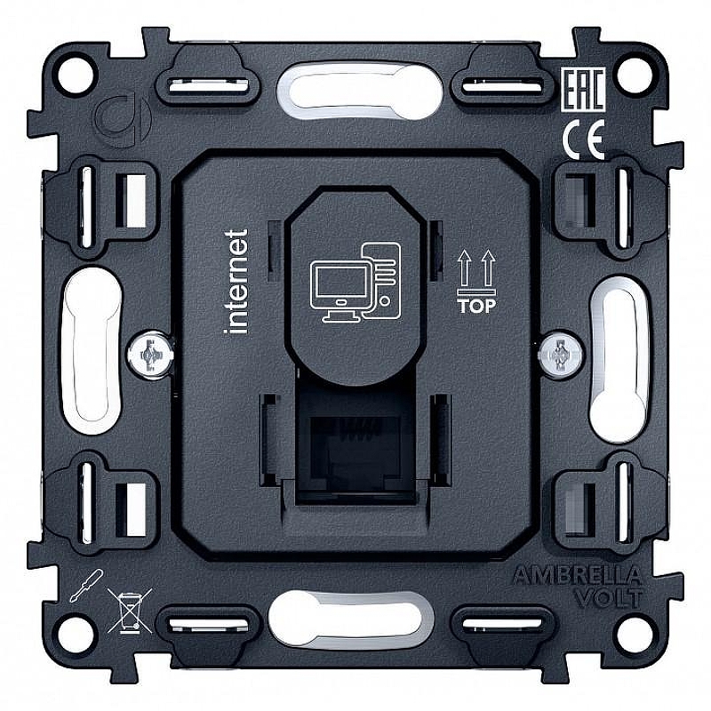Механизм розетки Ethernet RJ-45 со шторкам Ambrella Volt Quant VM188 