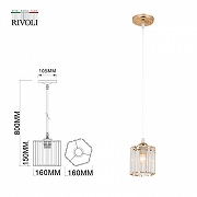 Подвесной светильник Rivoli Angelina Б0052878 цвет плафона/подвески Прозрачный, цвет арматуры Золото-5