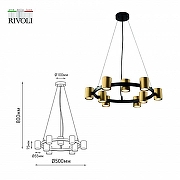 Люстра Rivoli Chloe Б0057929 цвет плафона/подвески Золото, цвет арматуры Черный-4