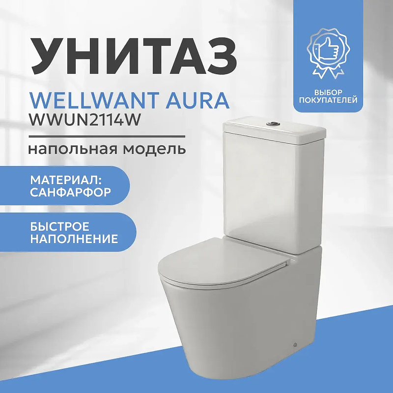 Унитаз компакт WellWant Aura WWUN2114W 