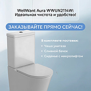 Унитаз-компакт WellWant Aura WWUN2114W цвет Белый с бачком и сиденьем Микролифт-3