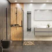 Электрический полотенцесушитель Mixline Moon 120х15 557163 с крючками цвет Черный матовый-4