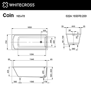 Ванна из искусственного камня Whitecross Coin 165x70 0224.165070.200 цвет Белый матовый-3