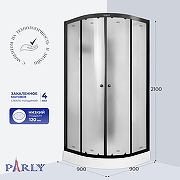 Душевая кабина Parly 90х90 BETT B931 профиль Черный стекло матовое-1