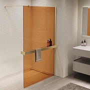 Душевая перегородка Vincea Walk in 90 VSW-1HR900GSG профиль цвет Матовый золотой стекло янтарь