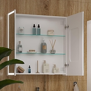 Зеркальный шкаф Equil Corner 80 szCORNER80 с подсветкой цвет Белый-6