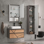 Зеркальный шкаф Equil Ferro 60 R zsFERRO60.R с подсветкой цвет Лен анрацит-8