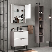 Зеркальный шкаф Equil Smile 70 szSMILE70 с подсветкой цвет Лен анрацит-6