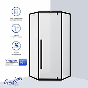 Душевой уголок Ceruttispa C3A 90x90 11991 профиль цвет Черный стекло матовое-1