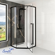 Душевой уголок Ceruttispa C3A 90x90 11991 профиль цвет Черный стекло матовое-3