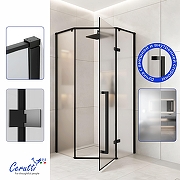 Душевой уголок Ceruttispa C2A 100x100 12014 профиль цвет Черный стекло матовое-3