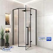Душевой уголок Ceruttispa C2A 100x100 12014 профиль цвет Черный стекло матовое-5