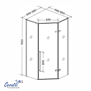 Душевой уголок Ceruttispa C2A 100x100 12014 профиль цвет Черный стекло матовое-6