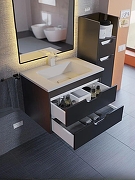 Тумба с раковиной Uperwood Modul 65 393020549 подвесная цвет Черный матовый-5