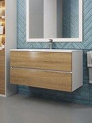 Тумба с раковиной Uperwood Barsa 100 293020535 подвесная цвет Белый матовый Дуб сонома-5