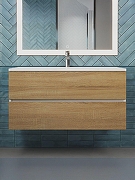 Тумба с раковиной Uperwood Barsa 100 293020535 подвесная цвет Белый матовый Дуб сонома-6