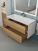 Тумба с раковиной Uperwood Barsa 100 293020535 подвесная цвет Белый матовый Дуб сонома-7