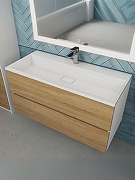 Тумба с раковиной Uperwood Barsa 100 293020535 подвесная цвет Белый матовый Дуб сонома-8