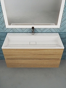 Тумба с раковиной Uperwood Barsa 100 293020535 подвесная цвет Белый матовый Дуб сонома-9