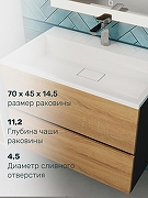 Тумба с раковиной Uperwood Barsa 70 293020547 подвесная цвет Черный матовый Дуб сонома-1