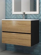 Тумба с раковиной Uperwood Barsa 70 293020547 подвесная цвет Черный матовый Дуб сонома-5